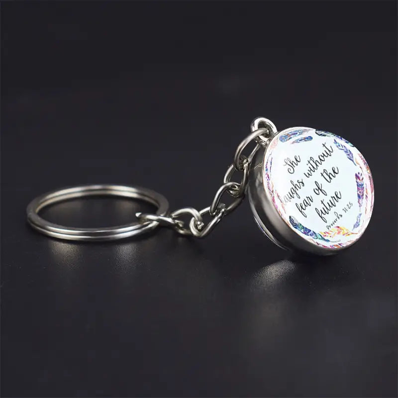 Keychain - Pendant Bible Verse and Flowers