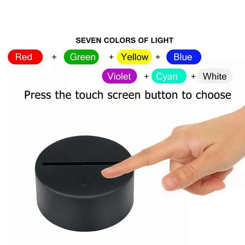7 Colors - 3D Night Light With Black Base