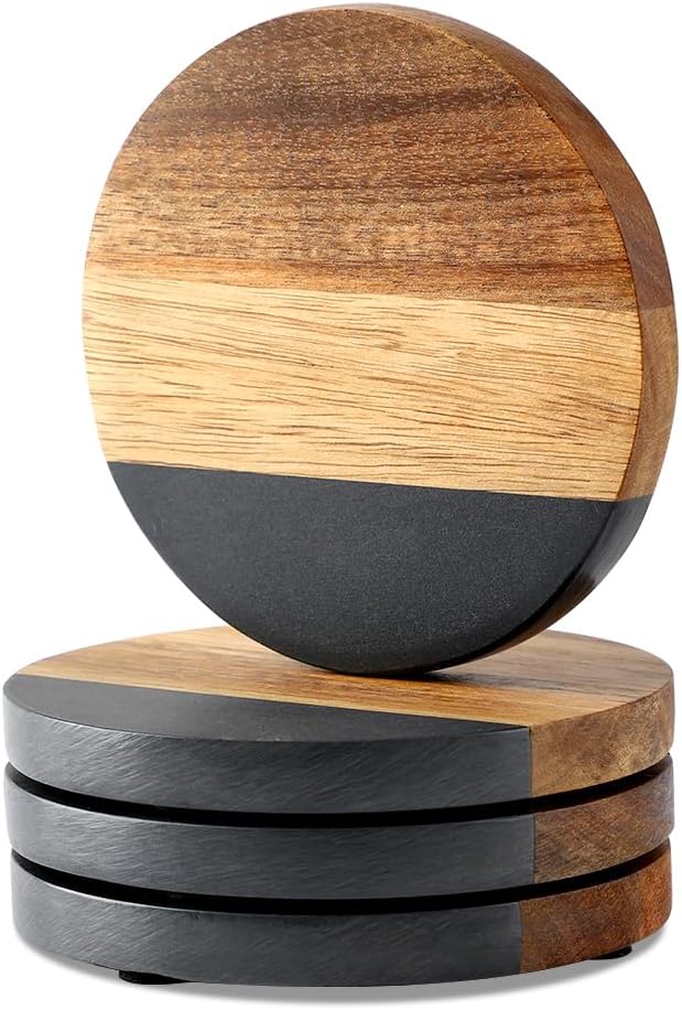 Faux Acacia Wood Coasters