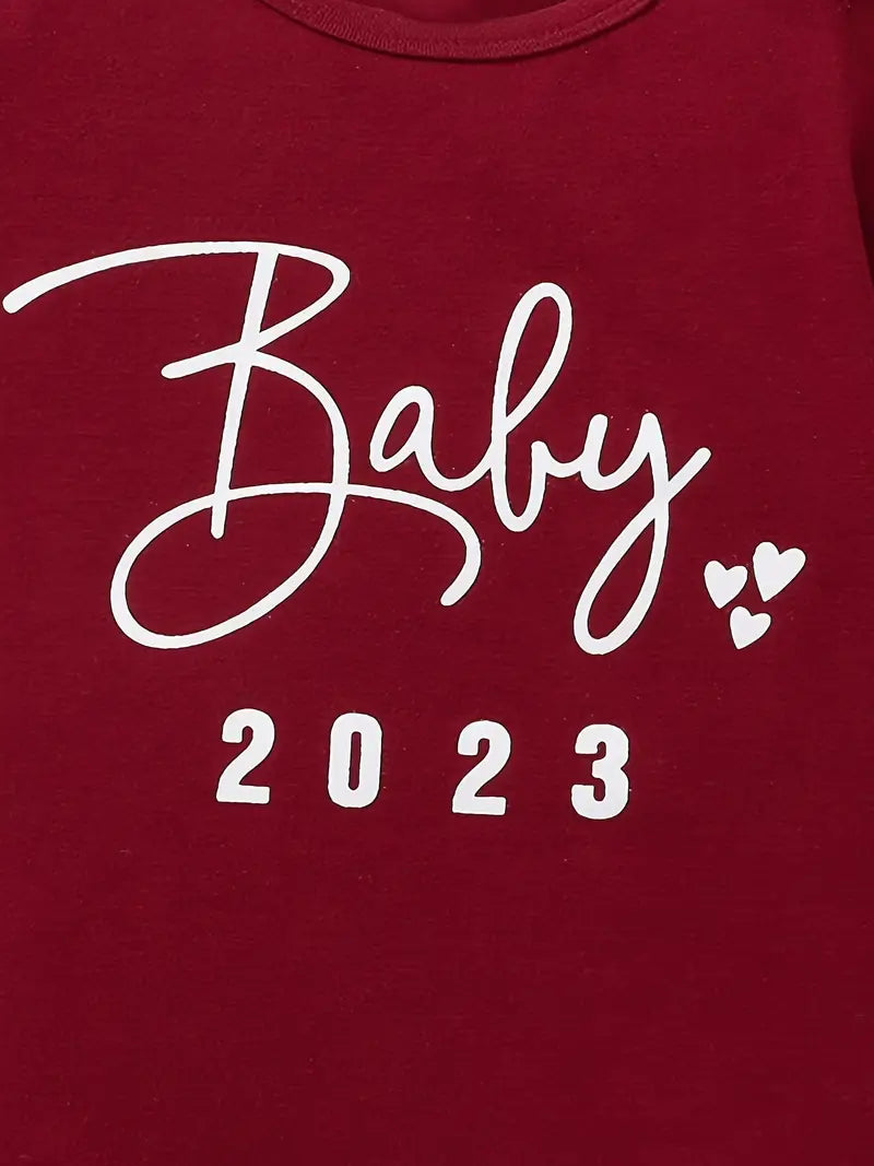 Newborn "Baby 2023" Red 2-pc Dark Red Romper
