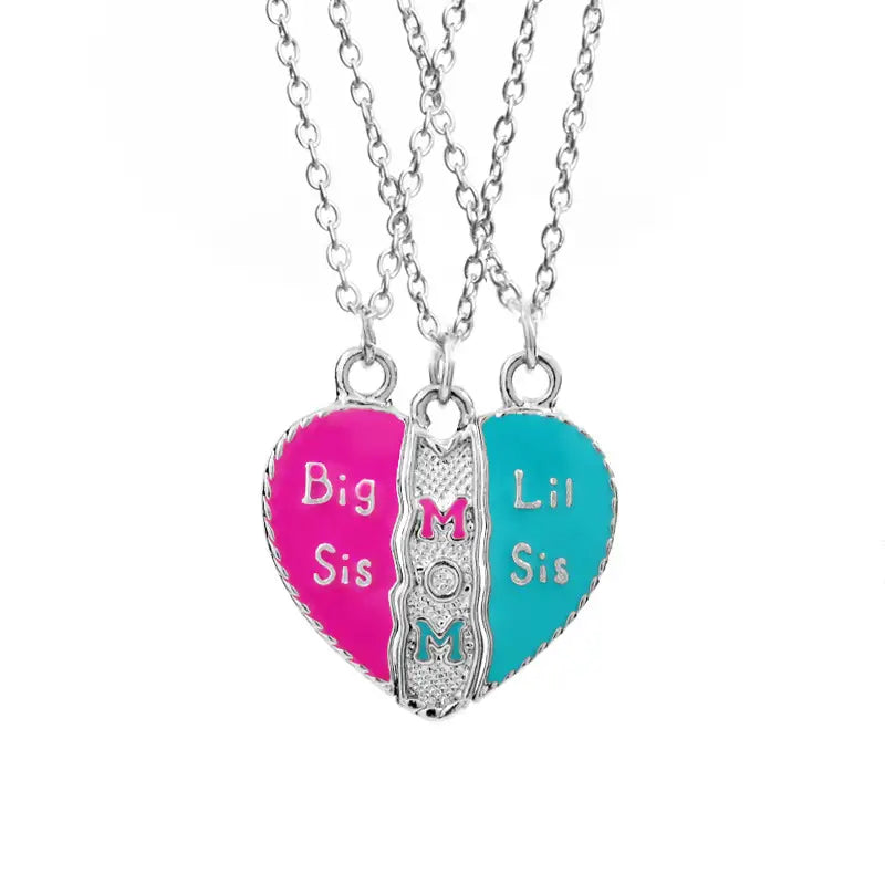Big Sis - Mom - Little Sis - Family Charm Necklace