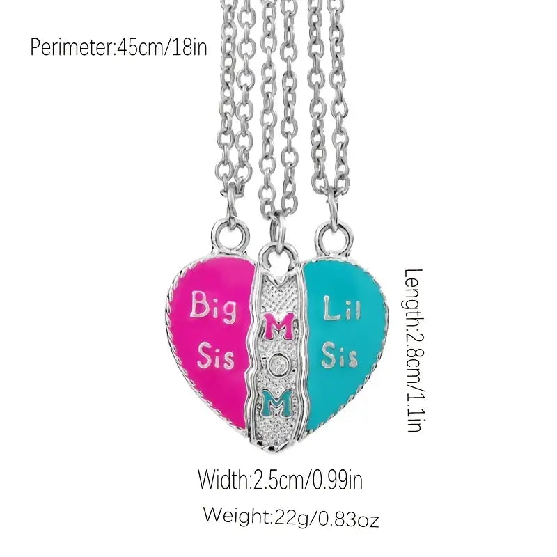 Big Sis - Mom - Little Sis - Family Charm Necklace