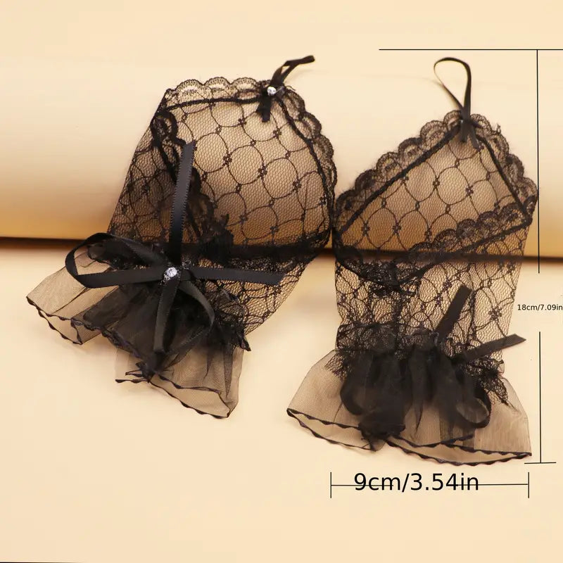 Fingerless Black Lace Gloves