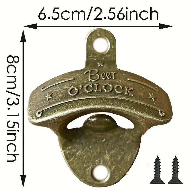 Wall-Mounted Bottle Opener - "Beer O'Clock Somewhere"