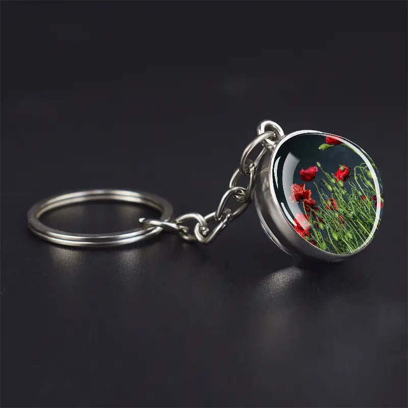 Bubble Keychain Pendant with Flower inside