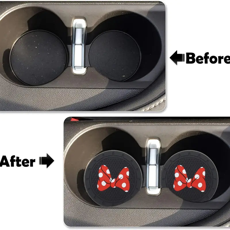Adorable Black with Iconic Red Poke-A-Dot Bow - Cup Coaster Inserts - 2 pc Set