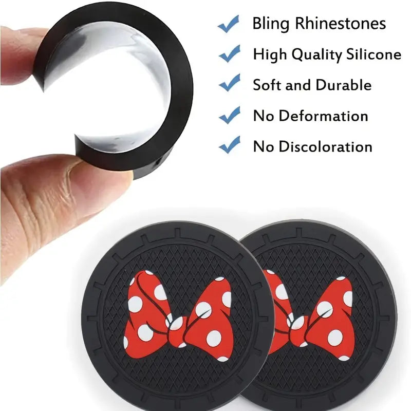 Adorable Black with Iconic Red Poke-A-Dot Bow - Cup Coaster Inserts - 2 pc Set
