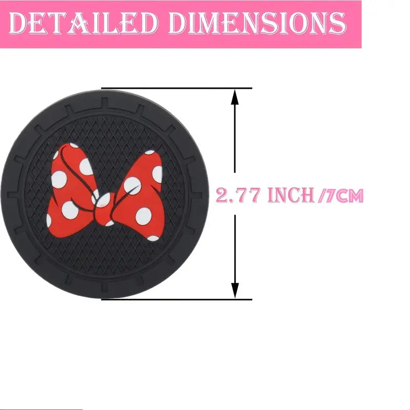 Adorable Black with Iconic Red Poke-A-Dot Bow - Cup Coaster Inserts - 2 pc Set
