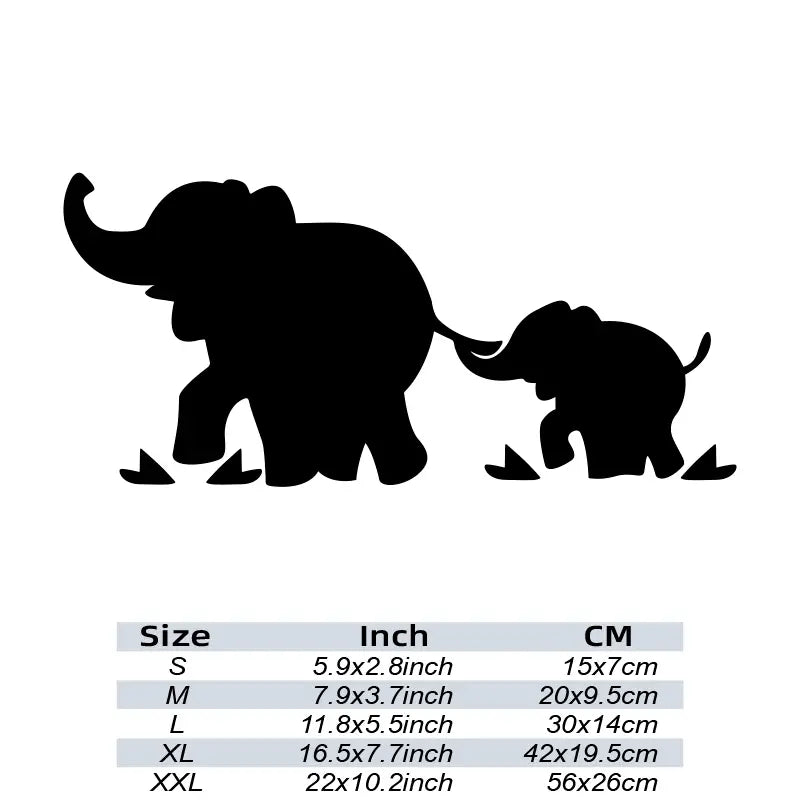 Reflective Car Sticker Elephant Family- Multicolor -Large