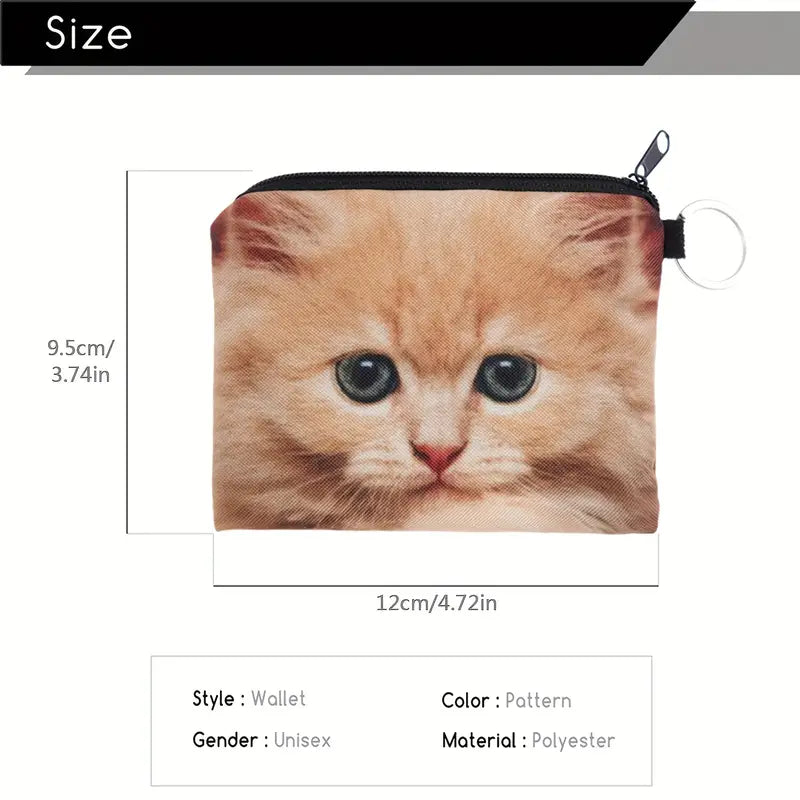Pouch - Cat Print with Zipper - Lightweight