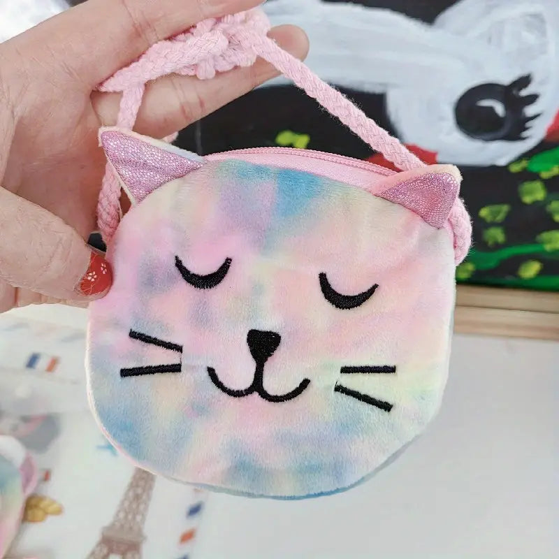 Plush Tie Dye Colorful Puppy or Cat Purse