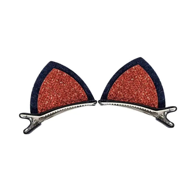 Cute Sparkly Kitten Ears Hair Clips - Barrette