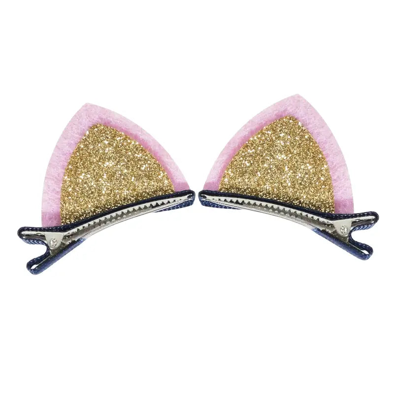 Cute Sparkly Kitten Ears Hair Clips - Barrette