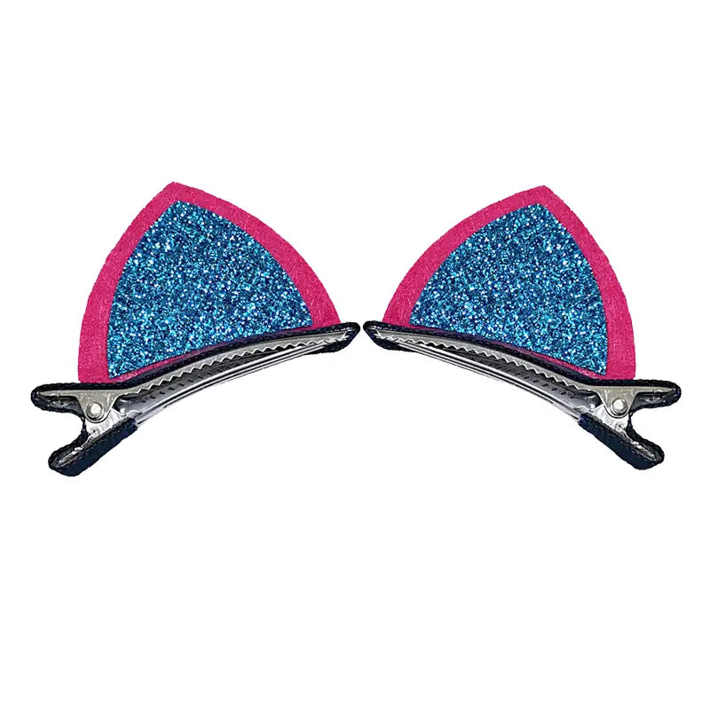Cute Sparkly Kitten Ears Hair Clips - Barrette