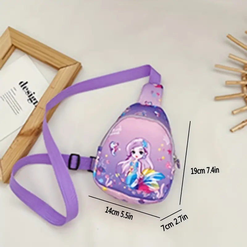 Child's Purple Crossbody Bag with Mermaid