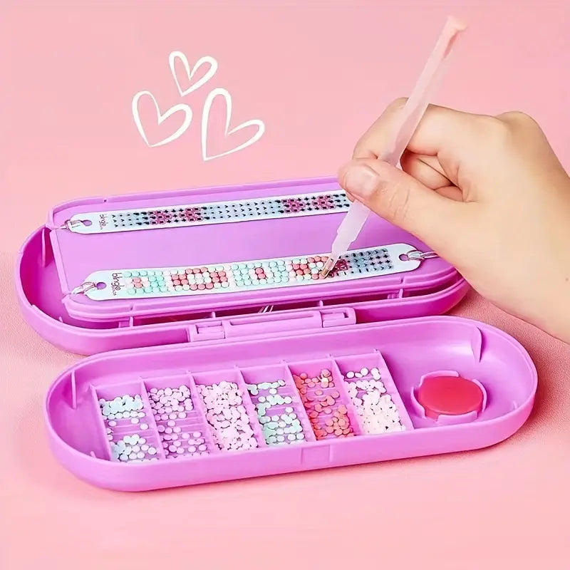 5D Diamond Paint DIY Arts & Crafts Bracelet Kit for Kids - Makes 2 Bracelets.