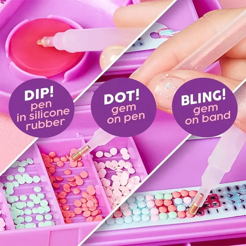 5D Diamond Paint DIY Arts & Crafts Bracelet Kit for Kids - Makes 2 Bracelets.