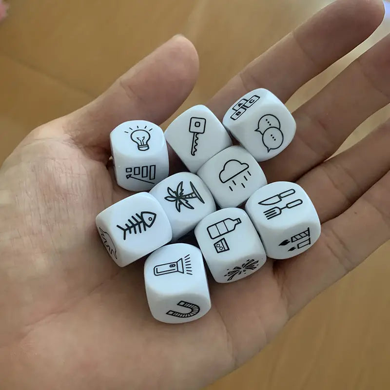 9 pc Storytelling Dice Set with Festive Bag