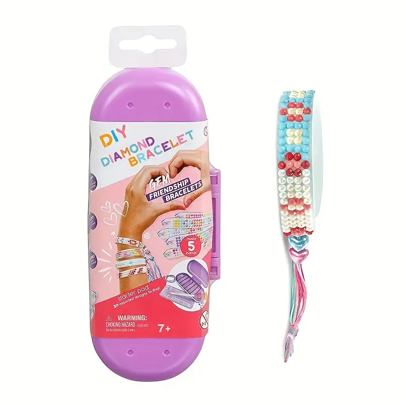 5D Diamond Paint DIY Arts & Crafts Bracelet Kit for Kids - Makes 2 Bracelets.