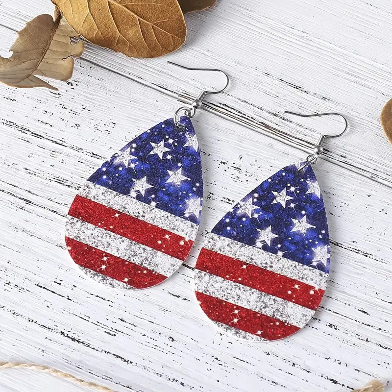 American Flag, Earrings - Vintage - Boho