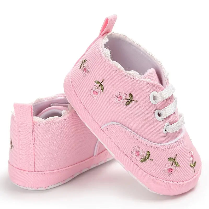 Baby Embroidered Flower Soft Sole Shoes
