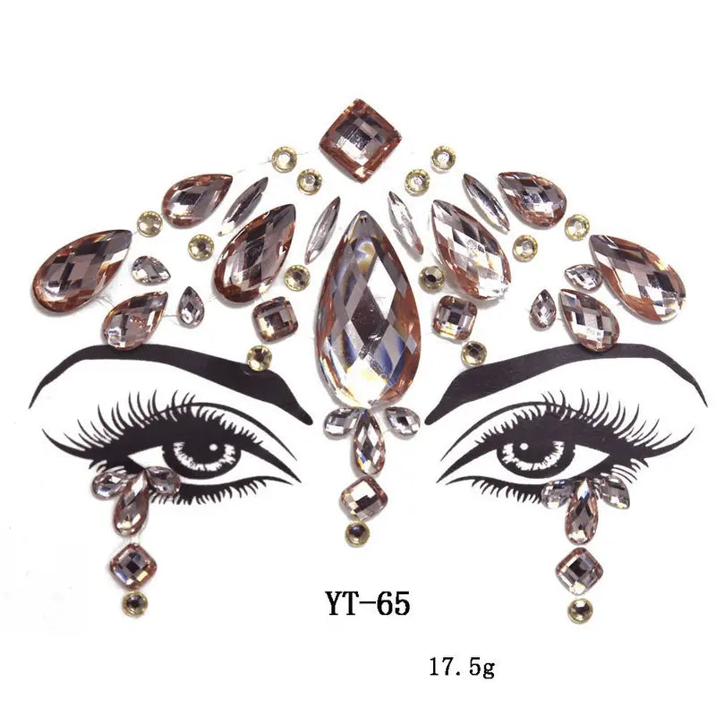 3D Face Jewels - Face Tattoo Stickers - Artificial Zircon