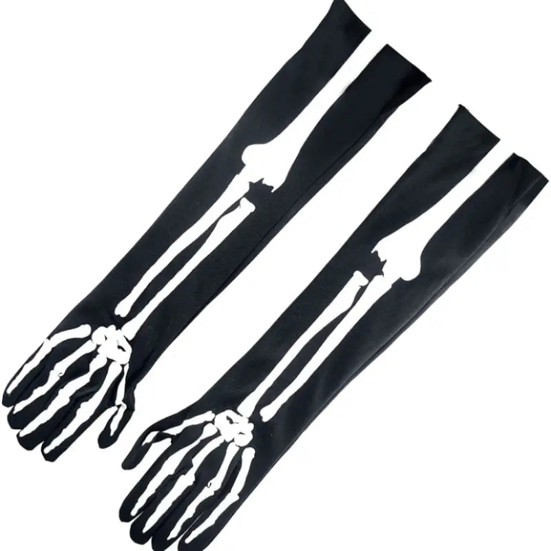 Long Skeleton Pattern Gloves