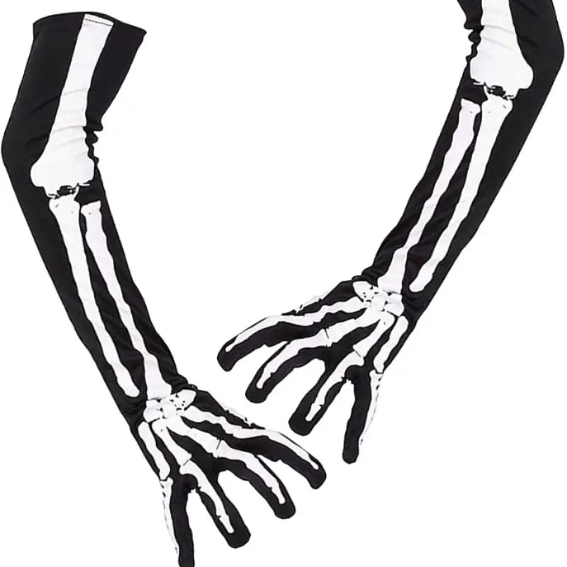 Long Skeleton Pattern Gloves