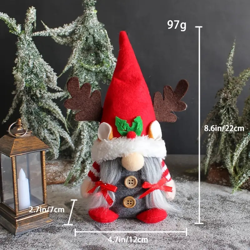 Christmas Antler Gnome Doll Ornament Couple Doll Window Decoration Dol
