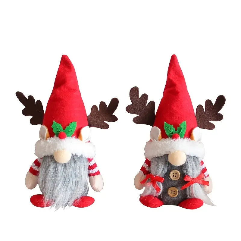 Christmas Antler Gnome Doll Ornament Couple Doll Window Decoration Dol