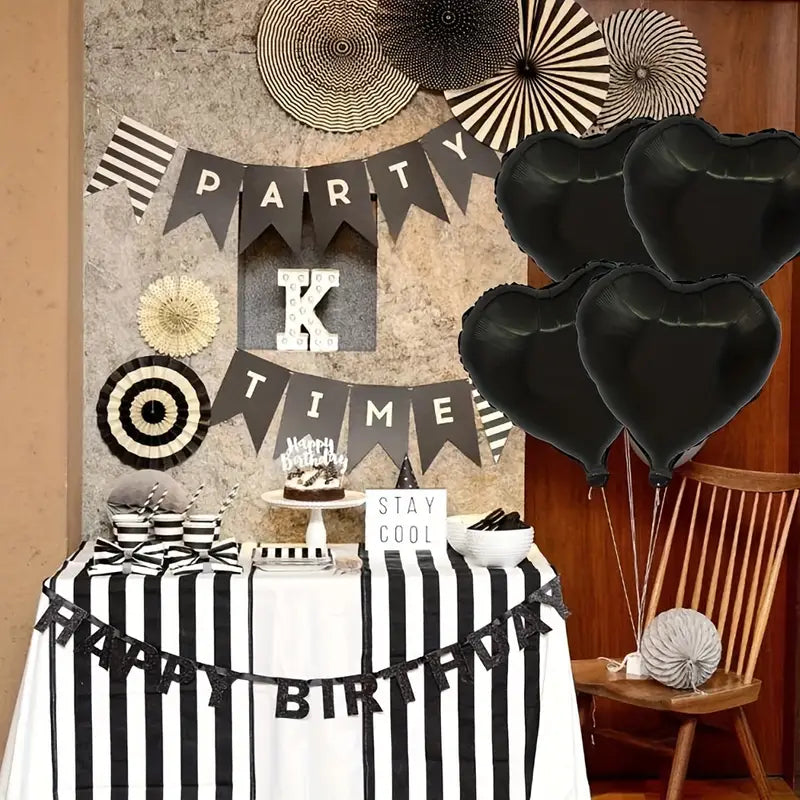 18" Black Gothic Heart Shaped Balloons