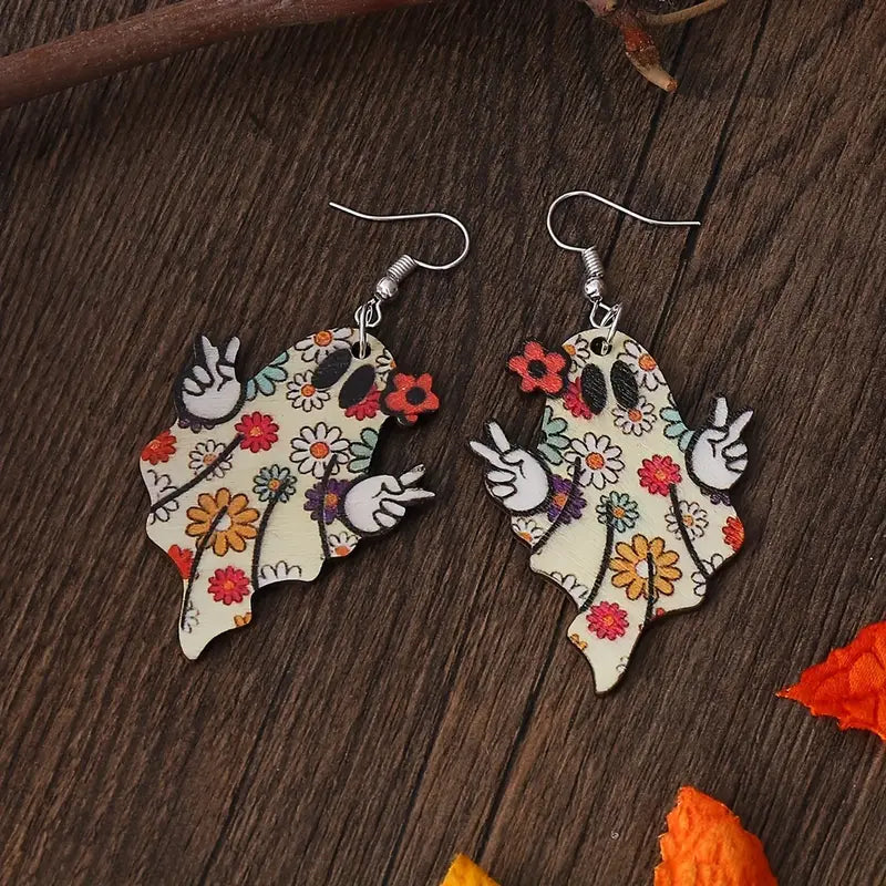Halloween Vintage Flower Print Ghost