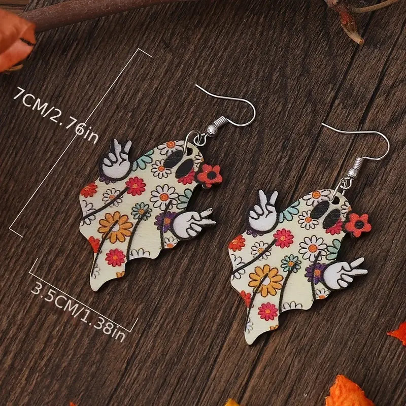 Halloween Vintage Flower Print Ghost