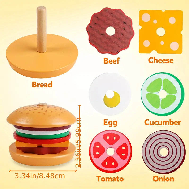 Montessori Type Wooden Hamburger Learning Puzzle