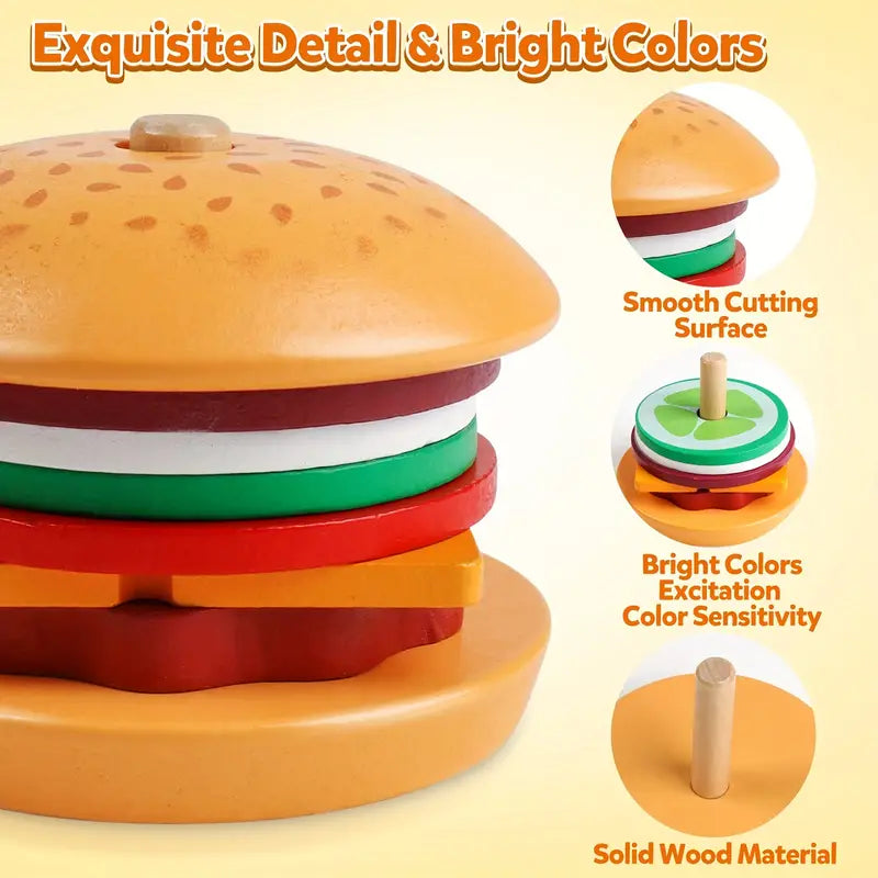 Montessori Type Wooden Hamburger Learning Puzzle