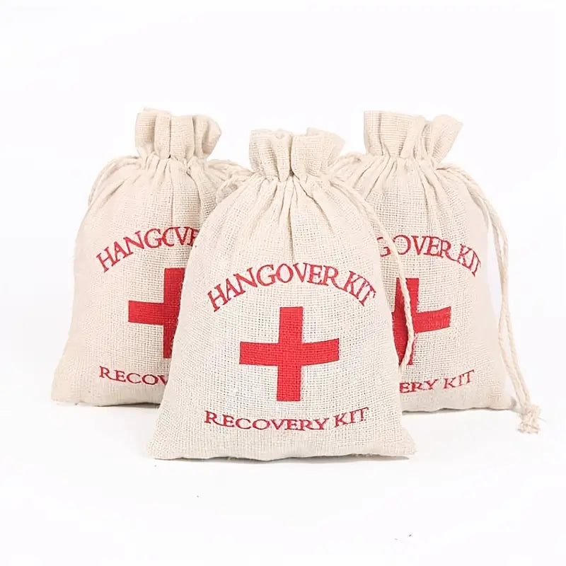 Cotton Linen Hangover Gift Bags - Great Party Favors for Bachelor, Bachelorette Parties, Bridal Showers and Wedding Favors