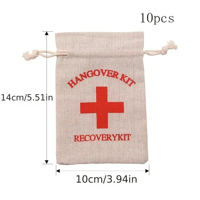Cotton Linen Hangover Gift Bags - Great Party Favors for Bachelor, Bachelorette Parties, Bridal Showers and Wedding Favors