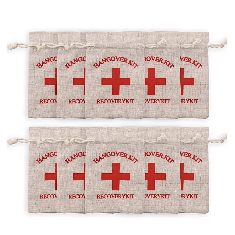 Cotton Linen Hangover Gift Bags - Great Party Favors for Bachelor, Bachelorette Parties, Bridal Showers and Wedding Favors