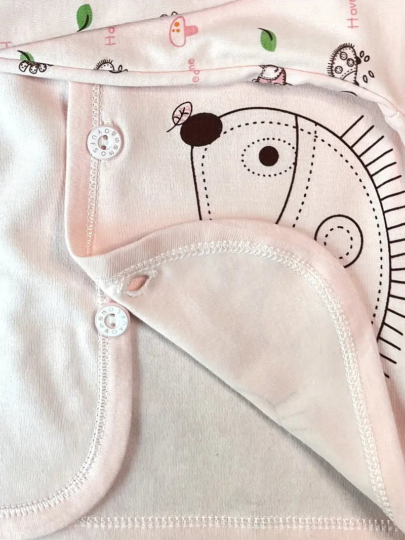 Infant 5 Piece Set - Pink- Blue - or Yellow - Long Sleeve Top & Pants & Hat & Bib Set