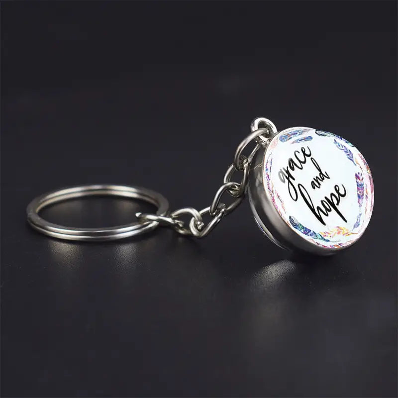 Keychain - Pendant Bible Verse and Flowers