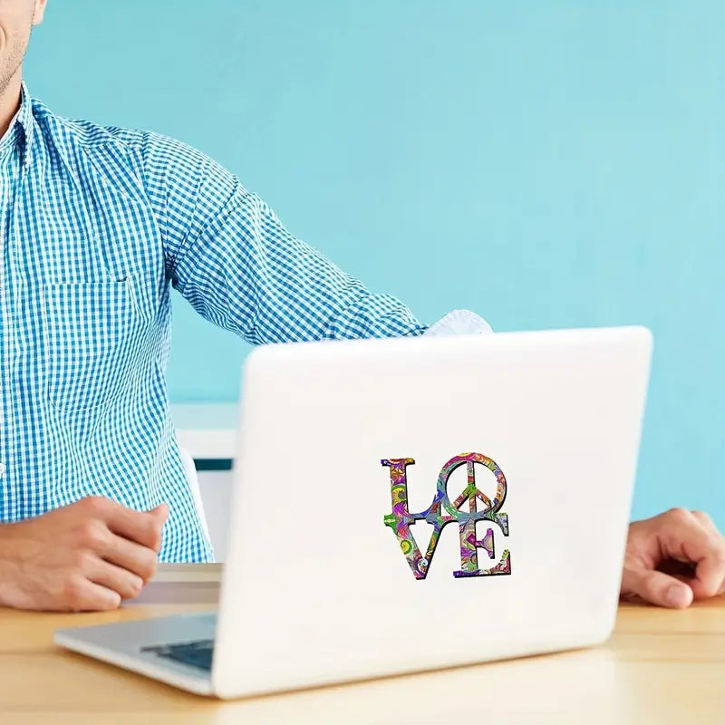 Psychedelic Vintage Love and Peace Vinyl Window Decal