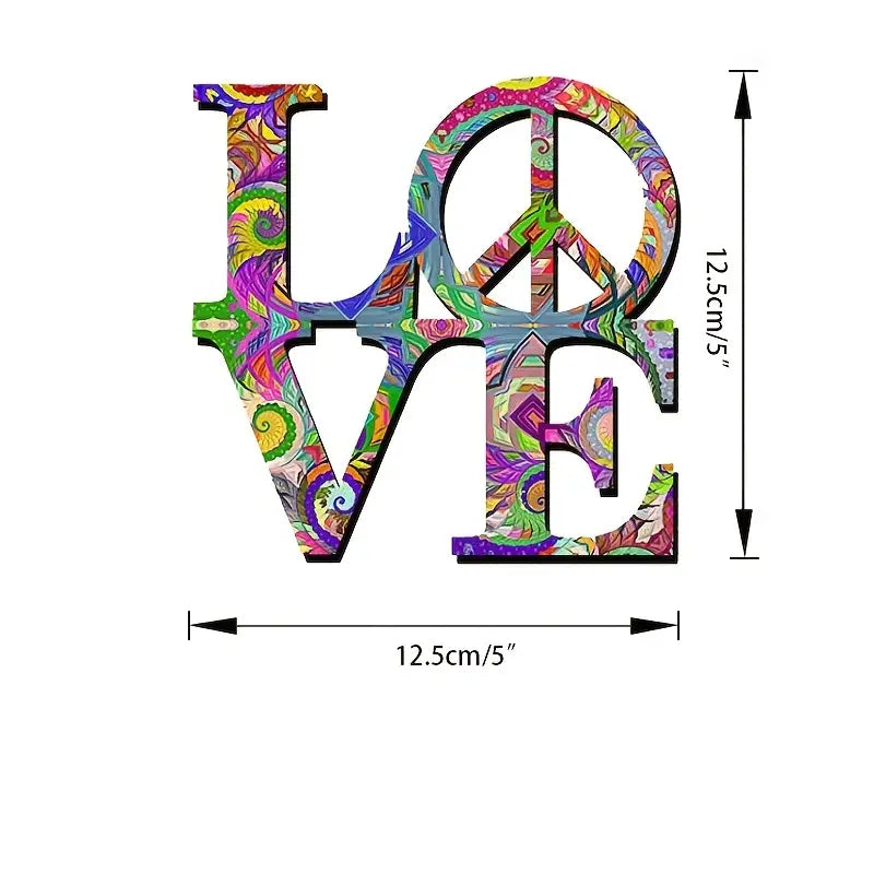 Psychedelic Vintage Love and Peace Vinyl Window Decal