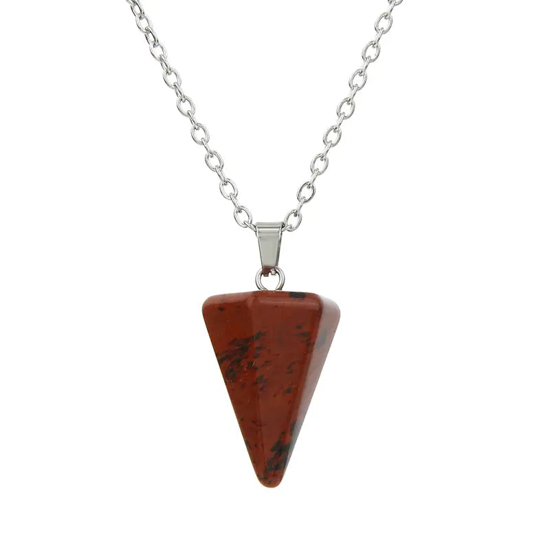 Gorgeous Natural Stone Water Drop Cone Pendant Necklace