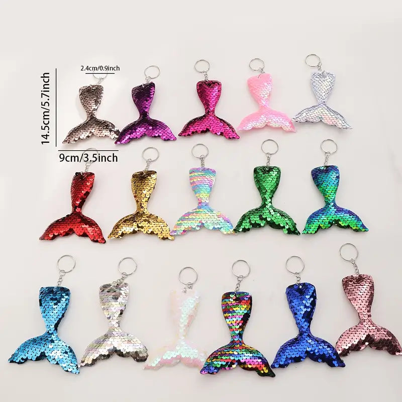 Reversible Sequin Mermaid Tail Keychains