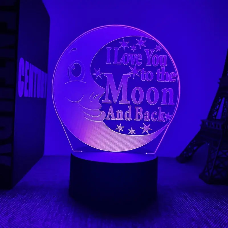3D Night Light - Good Night Moon- Black Base USB Lamp