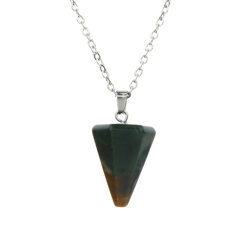 Gorgeous Natural Stone Water Drop Cone Pendant Necklace