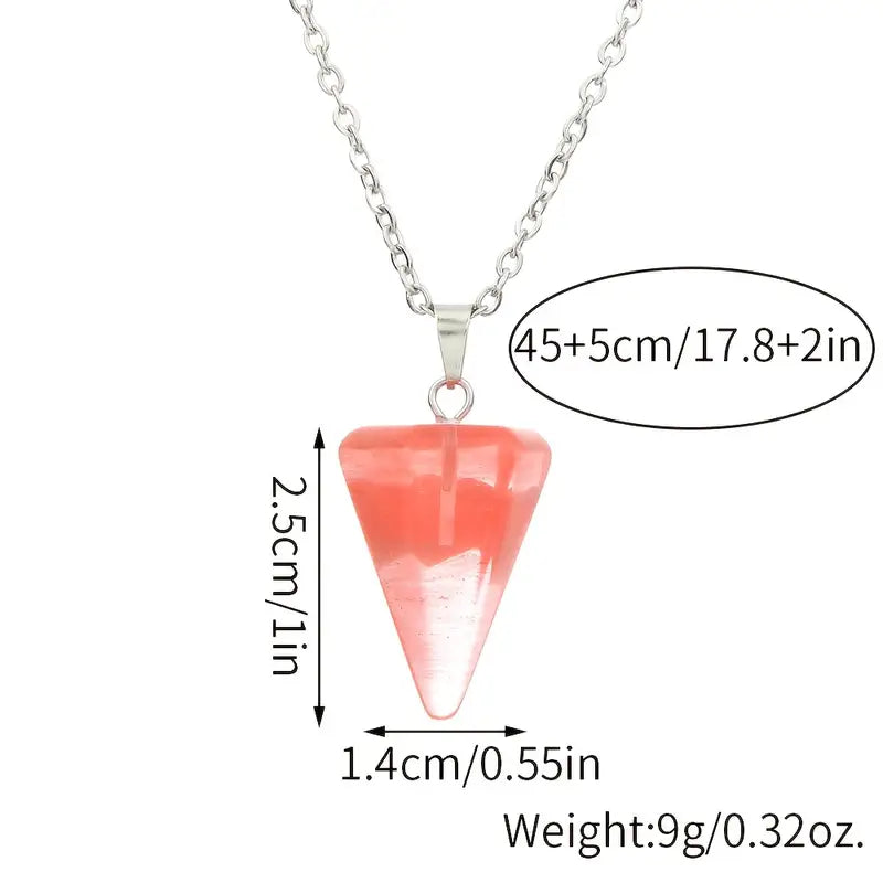 Gorgeous Natural Stone Water Drop Cone Pendant Necklace