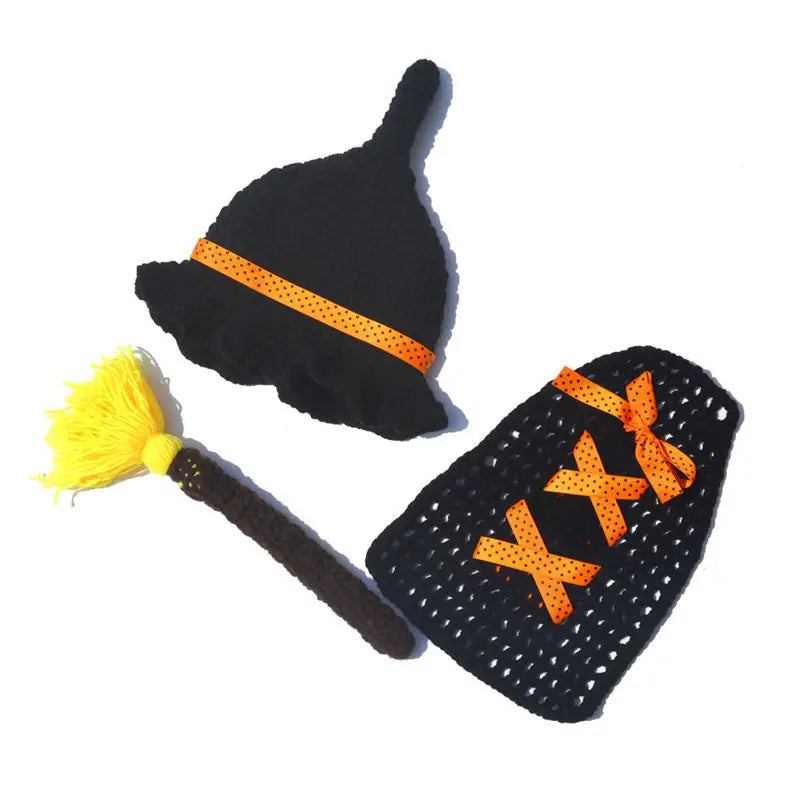 Newborn Handmade Knitted Witch / Wizard Suit - Costume for Baby Photos - Photo Prop