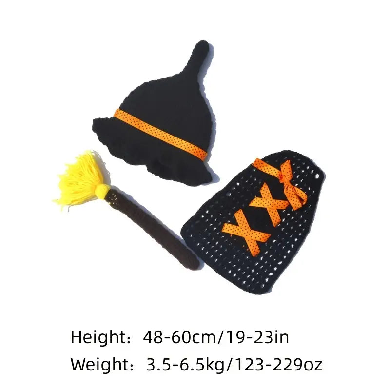 Newborn Handmade Knitted Witch / Wizard Suit - Costume for Baby Photos - Photo Prop