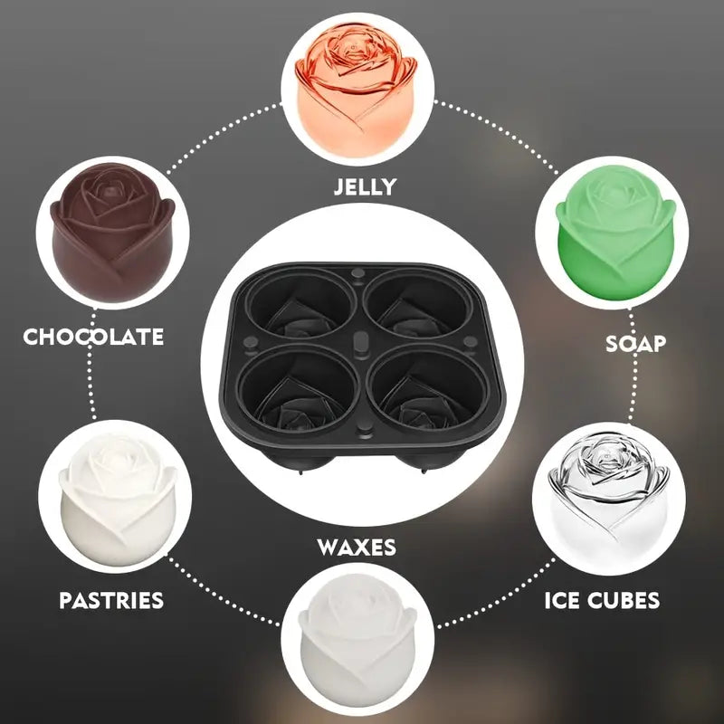Rose shaped ice mold uses. Use mold to make Ice Cubes, Soap, Wax, Pastries, Chocolate or Jelly.